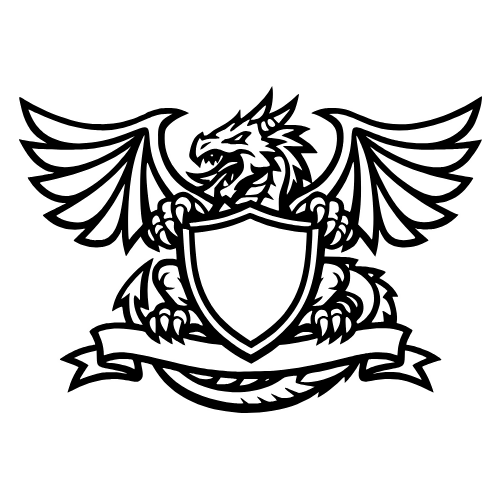 Winged Dragon Crest - Vector Graphics - Digital File