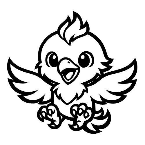 Baby Phoenix Outline - Vector Graphics - Digital File Digital My Custom Designs PDF