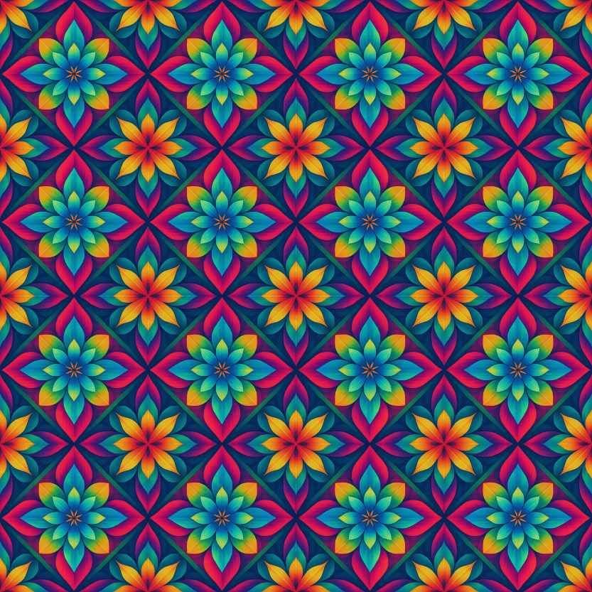 Floral Geometric Fusion - Kaleidoscope Floral Diamonds Pattern - Digital File Digital My Custom Designs PDF