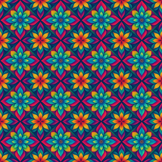 Floral Geometric Fusion - Kaleidoscope Floral Diamonds Pattern - Digital File Digital My Custom Designs PDF