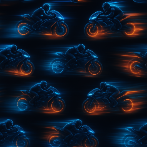 Sports and Active Lifestyle - Futuristic Racing Bikes With Glowing Motion Blur - Pattern - Digital File