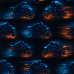 Sports and Active Lifestyle - Futuristic Racing Bikes With Glowing Motion Blur - Pattern - Digital File