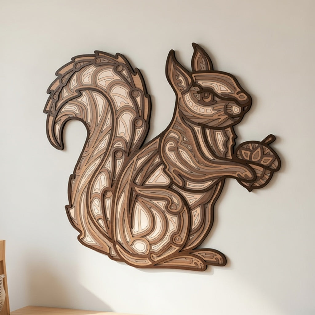 Line Design Squirrel - Layered Wall Home Decor - Digital File Digital My Custom Designs