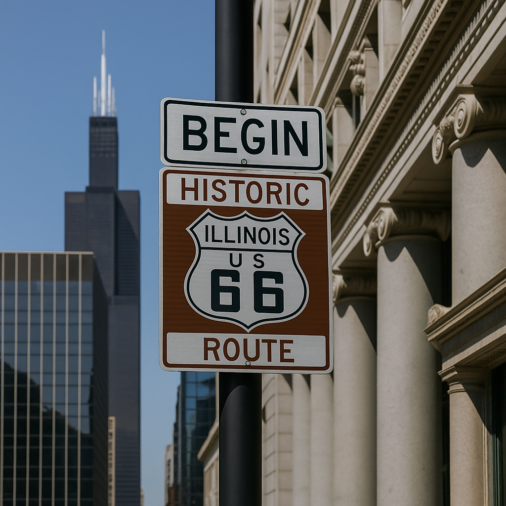 Begin Historic Route 66 - East Adams Street and South Michigan Avenue - Illinois United States - Rendered - Digital File Digital My Custom Designs PDF