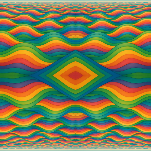 Nature and Landscape - Infinite Rainbow Rolling Hills - Pattern - Digital File