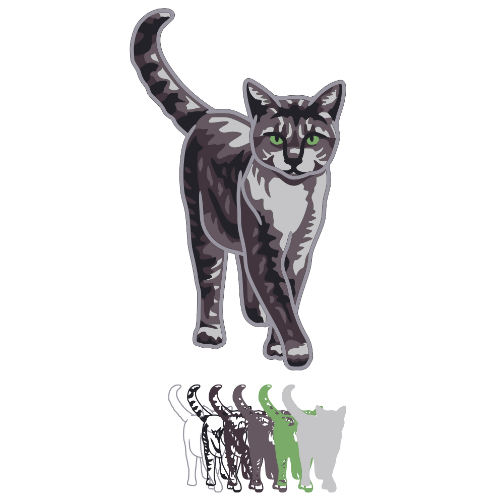 Cat - Animal - Layered Line Design - Digital File Digital My Custom Designs ZIP File