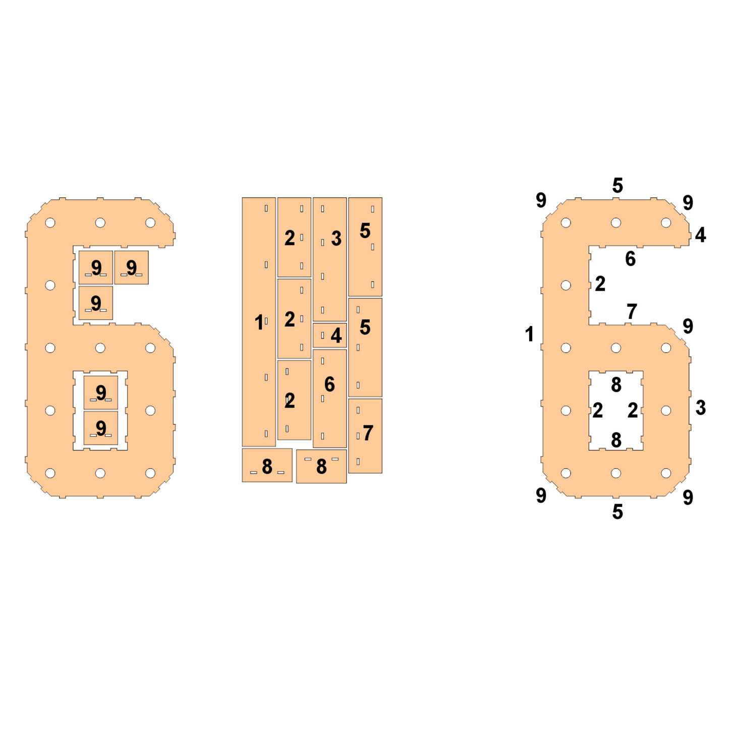 #6 Marquee Number Templates - 3D Projects - Digital File - ZIP File - Digital