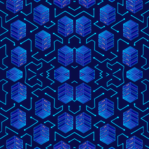 Technology and Digital - Isometric Neon Data Servers With Glowing Connections - Pattern - Digital File Digital My Custom Designs Default Title