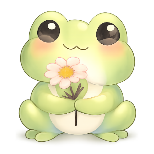 Trendy & Aesthetic - Cute Frog with Pink Daisy - T Shirt Design - Digital File Digital My Custom Designs 300 DPI PNG