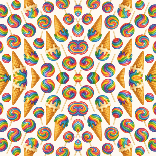 Kids and Playful - Ice Cream Cones And Lollipops With Rainbow Drizzle - Pattern - Digital File Digital My Custom Designs PDF