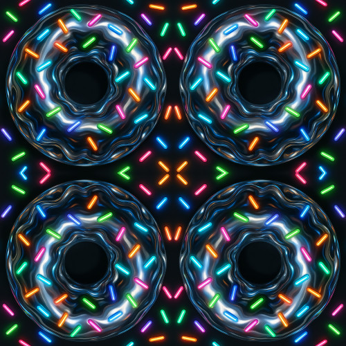 Food and Drinks - Liquid Chrome Donut Glaze With Glowing Sprinkles - Pattern - Digital File Digital My Custom Designs PDF