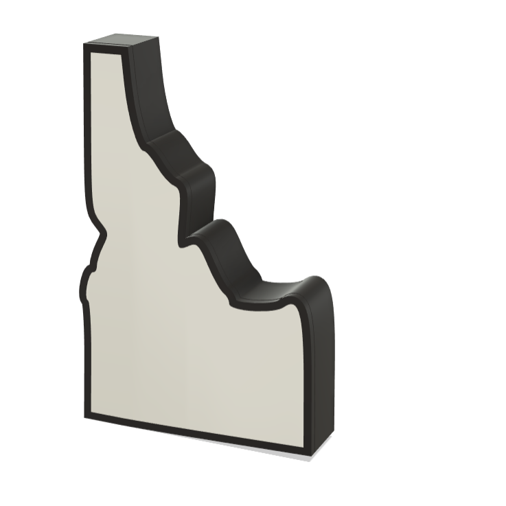 3D Printed Idaho Wall Lightbox - United States Product My Custom Designs PLA Full Colour