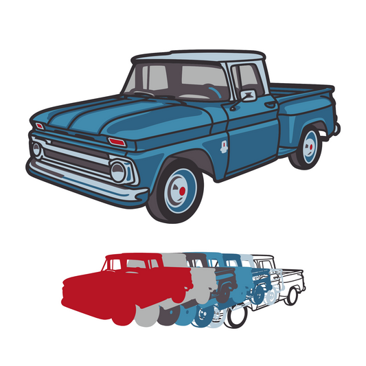 70's Truck - Layered Line Designs - Vehicle - Digital File Digital My Custom Designs ZIP File