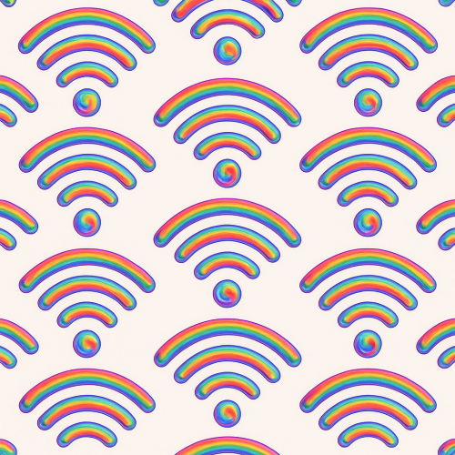 Technology and Digital - Liquid Rainbow Wi-Fi Signal Icons - Pattern - Digital File