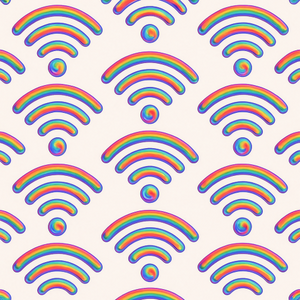 Technology and Digital - Liquid Rainbow Wi-Fi Signal Icons - Pattern - Digital File