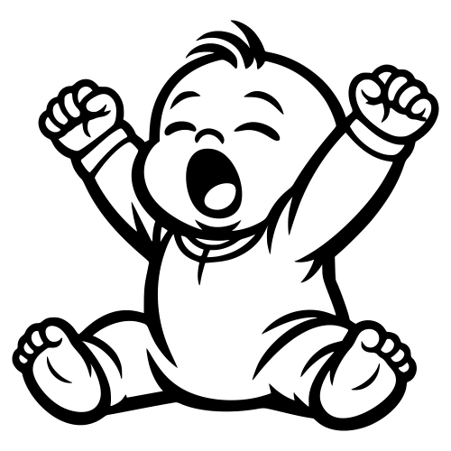 Yawning Baby Stretching - Vector Graphics - Digital File Digital My Custom Designs PDF