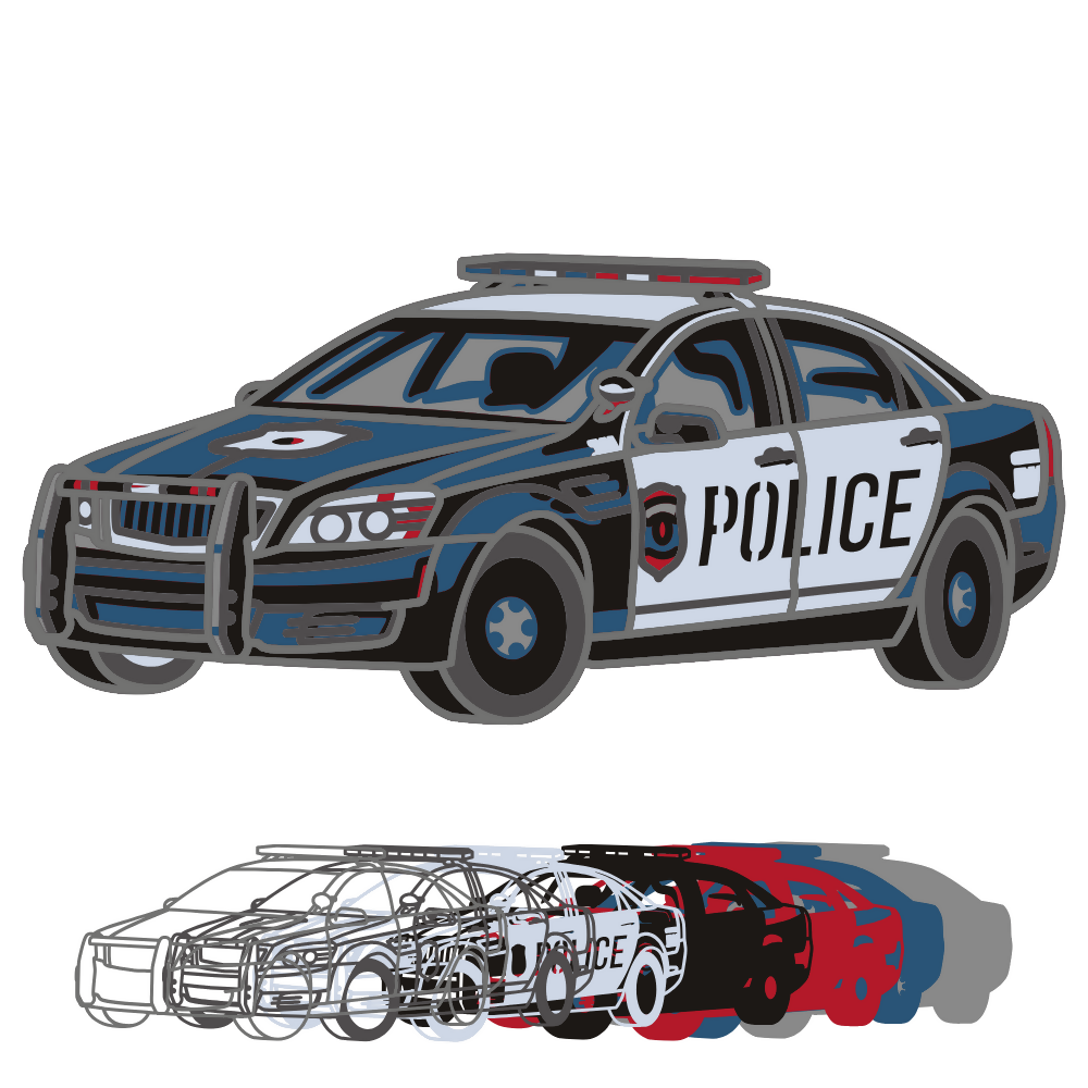 Police Car - Layered Line Design - Digital File Digital My Custom Designs ZIP File