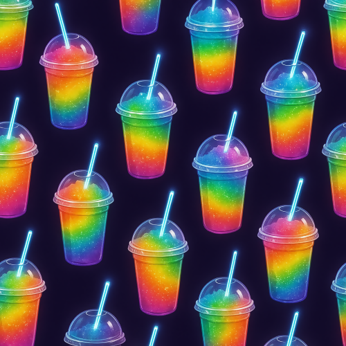 Food and Drinks - Rainbow Slushy Cups With Glowing Straws - Pattern - Digital File Digital My Custom Designs PDF