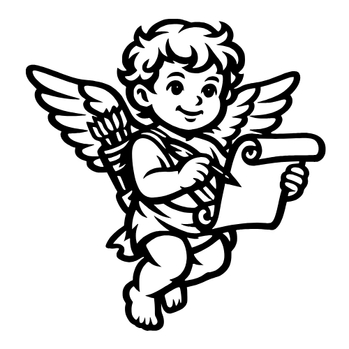 Cupid Holding a Scroll Outline - Digital File - XCS Friendly Digital My Custom Designs PDF