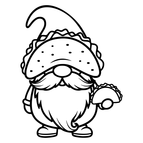Cartoon Taco Gnome - Digital File - XCS Friendly Digital My Custom Designs PDF