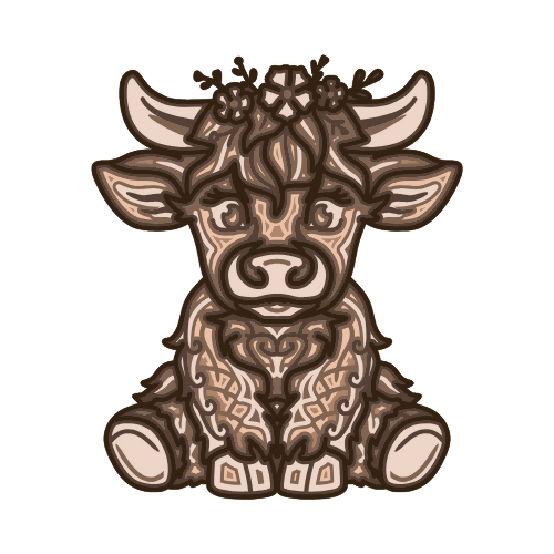 Highland Cow - Layered Line Designs - Digital File Digital My Custom Designs ZIP File