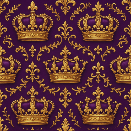 Luxury and Ornamental - Ornamental Crown Motifs In Regal Purple And Gold - Pattern - Digital File Digital My Custom Designs PDF