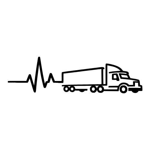 Heartbeat Line Turning Into a Truck Outline - Vector Graphics - Digital File