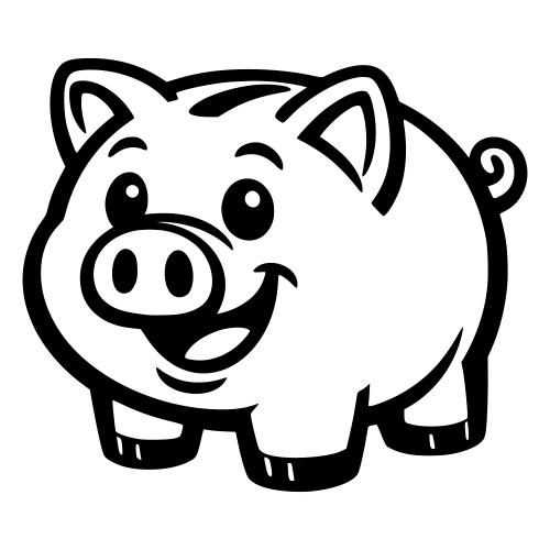 Piggy Bank Cartoon - Vector Graphics - Digital File