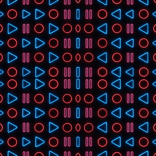 Gaming and Pop Culture - Neon Streaming Icons Play Pause Record - Pattern - Digital File Digital My Custom Designs PDF