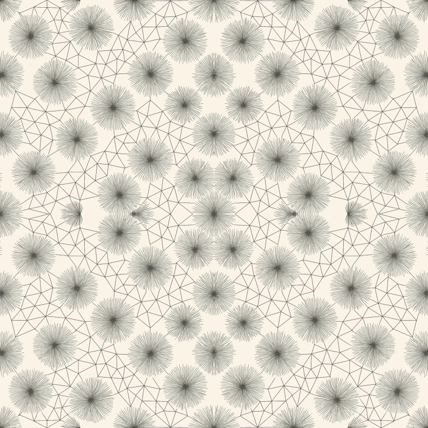 Floral Geometric Fusion - Dandelion Puffballs Radiating From Triangle Meshes Pattern - Digital File Digital My Custom Designs PDF