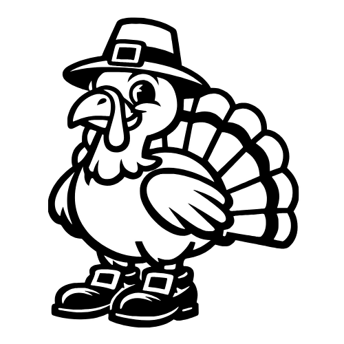 Turkey in Pilgrim Shoes - Vector Graphics - Digital File Digital My Custom Designs PDF