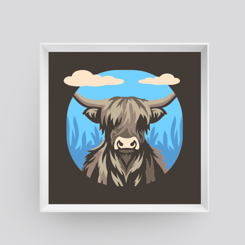 Highland Cow Shadowbox - Digital File Digital My Custom Designs ZIP File