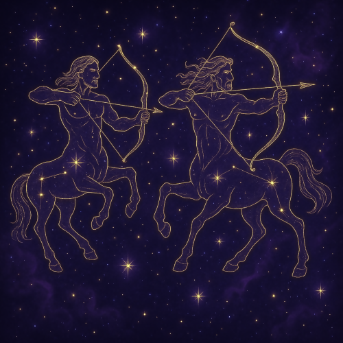 Fantasy and Myth - Cosmic Centaur Constellations In Purple And Gold - Pattern - Digital File Digital My Custom Designs PDF