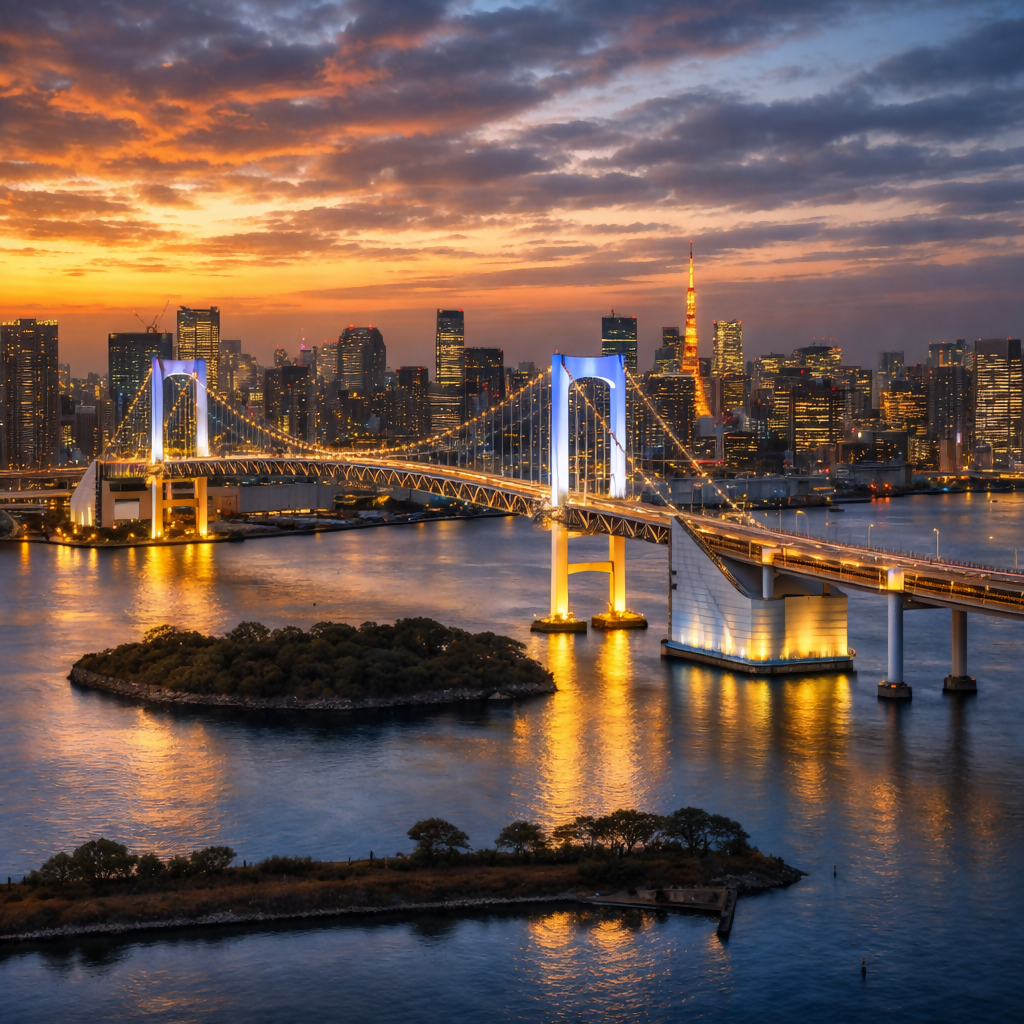 Rainbow Bridge - Tokyo Japan - Asia - Rendered - Digital File Digital My Custom Designs PDF