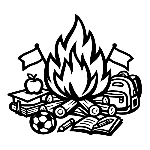 School Bonfire Sketch - Vector Graphics - Digital File