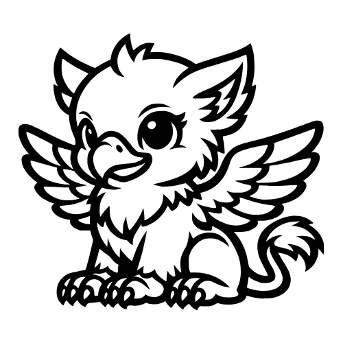Baby Cartoon Griffin Outline - Vector Graphics - Digital File Digital My Custom Designs PDF