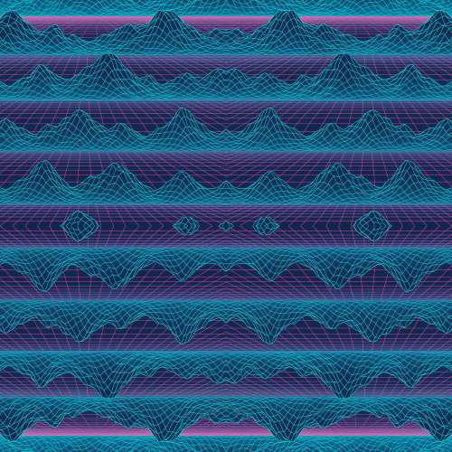 Gaming and Pop Culture - VR Cyberspace Wireframe Landscapes - Pattern - Digital File Digital My Custom Designs PDF