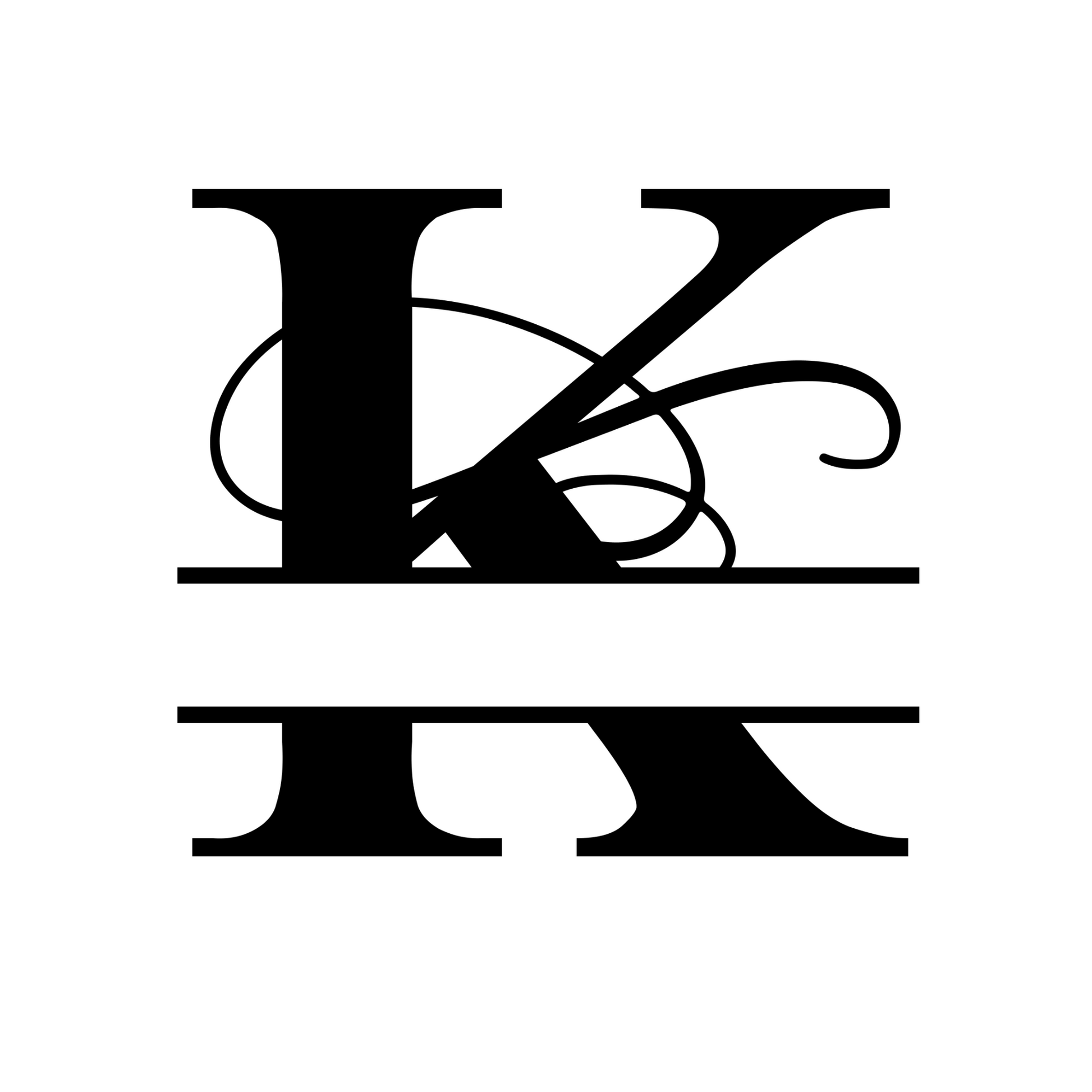 K - Monogram Vines Ornamental - Digital File Digital My Custom Designs ZIP File