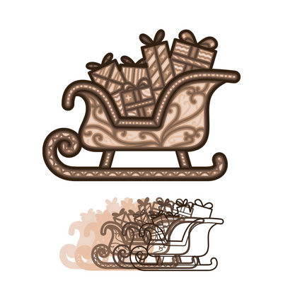 Christmas Sleigh - Artistic Layered Line Designs - Digital File Digital My Custom Designs ZIP File