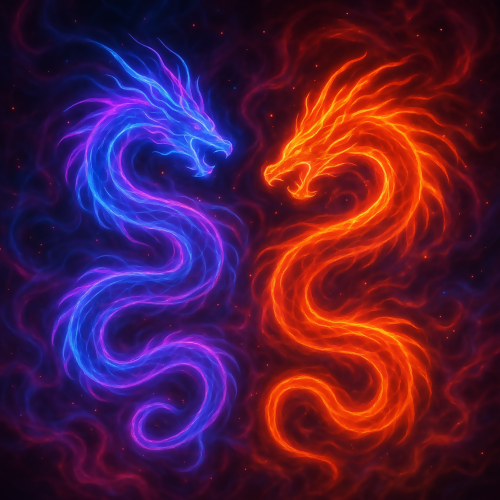 Futuristic and Sci-Fi- Neon Plasma Dragons Coiling In Abstract Space - Pattern - Digital File Digital My Custom Designs PDF