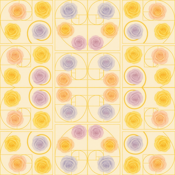 Floral Geometric Fusion - Golden Ratio Spirals Filled with Pastel Roses Pattern - Digital File Digital My Custom Designs PDF