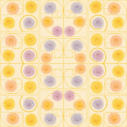 Floral Geometric Fusion - Golden Ratio Spirals Filled with Pastel Roses Pattern - Digital File Digital My Custom Designs PDF