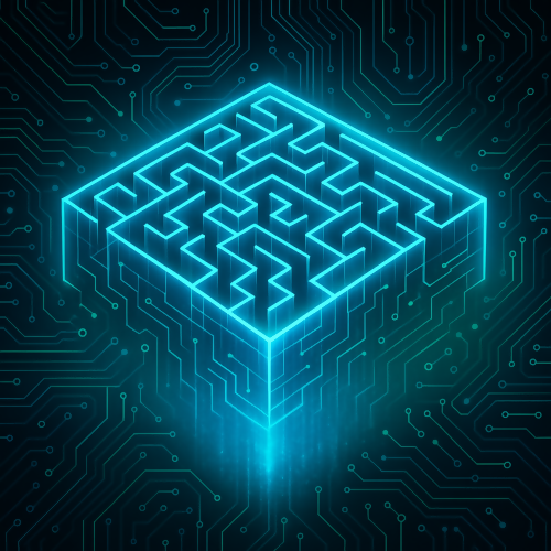Futuristic and Sci-Fi - Holographic Circuit Board Maze In Glowing Neon Blues And Greens - Pattern - Digital File Digital My Custom Designs PDF