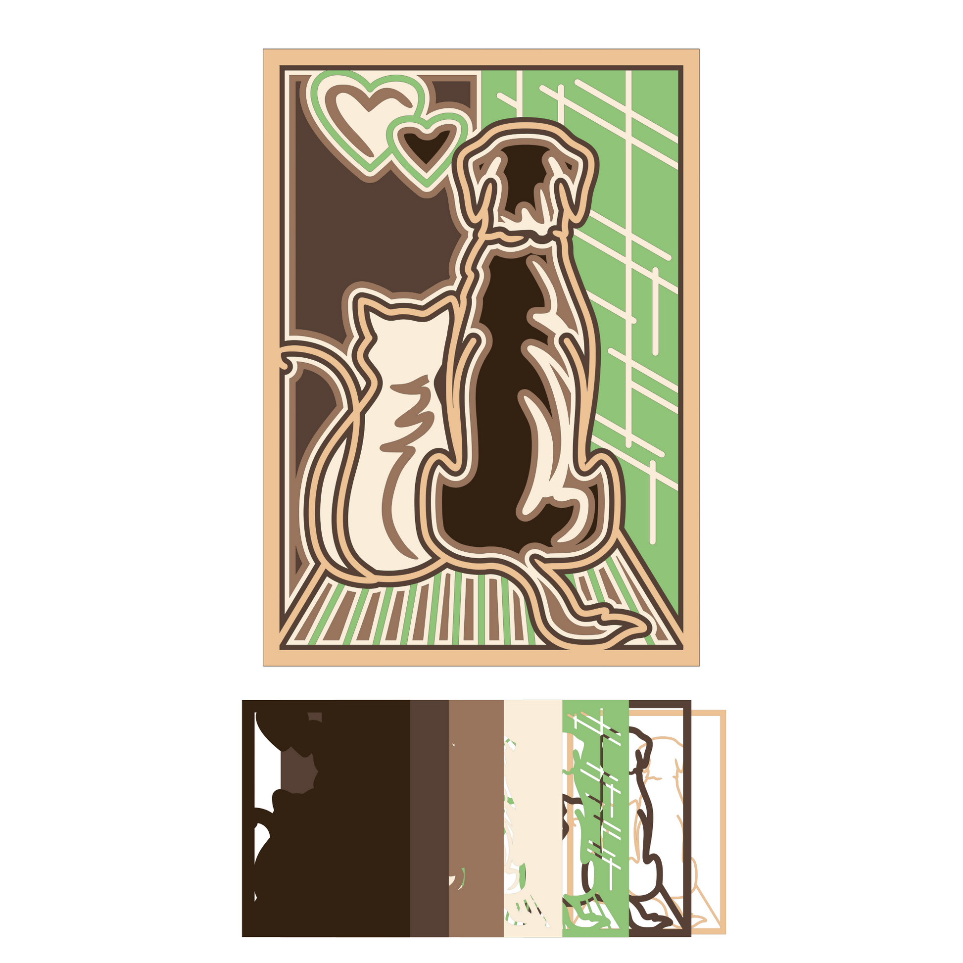 Cat & Dog - Layered Line Designs - Pets - Nature - Digital File Digital My Custom Designs