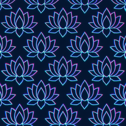 Floral Geometric Fusion - Lotus Grid With Neon Filigree - Pattern - Digital File Digital My Custom Designs PDF