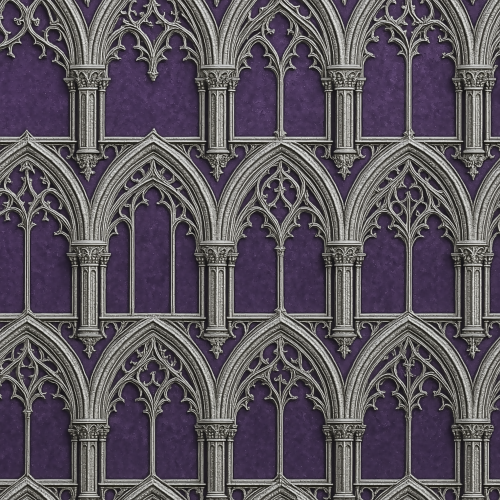 Luxury and Ornamental - Ornamental Gothic Arches In Silver And Violet - Pattern - Digital File Digital My Custom Designs PDF