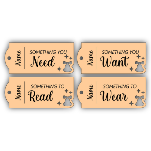 Need Want Read Wear Gift Tags w/ Nameplate Bells - Digital File Digital My Custom Designs