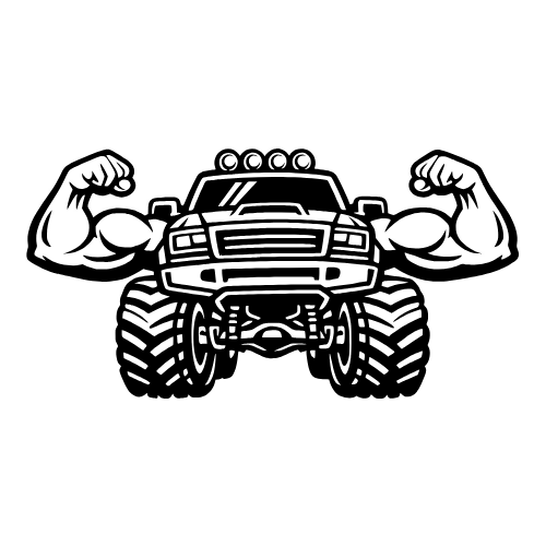 Truck Flexing Muscle Arms Outline - Vector Graphics - Digital File Digital My Custom Designs PDF