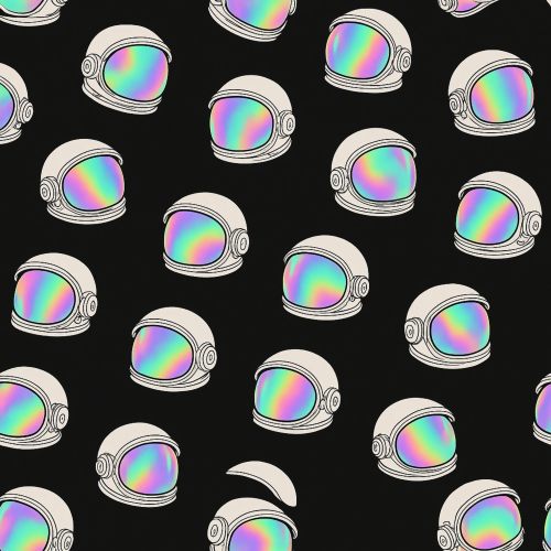 Space and Cosmic - Floating Holographic Astronaut Helmets - Pattern - Digital file