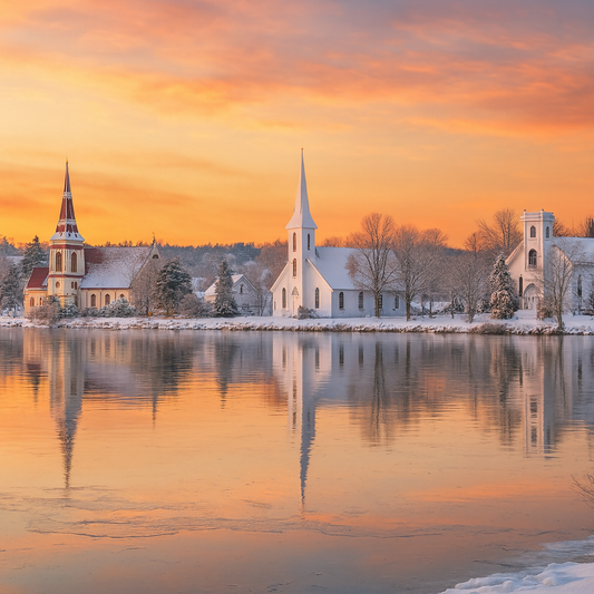 Three Churches of Mahone Bay - Nova Scotia Canada - Rendered - Digital File Digital My Custom Designs PDF